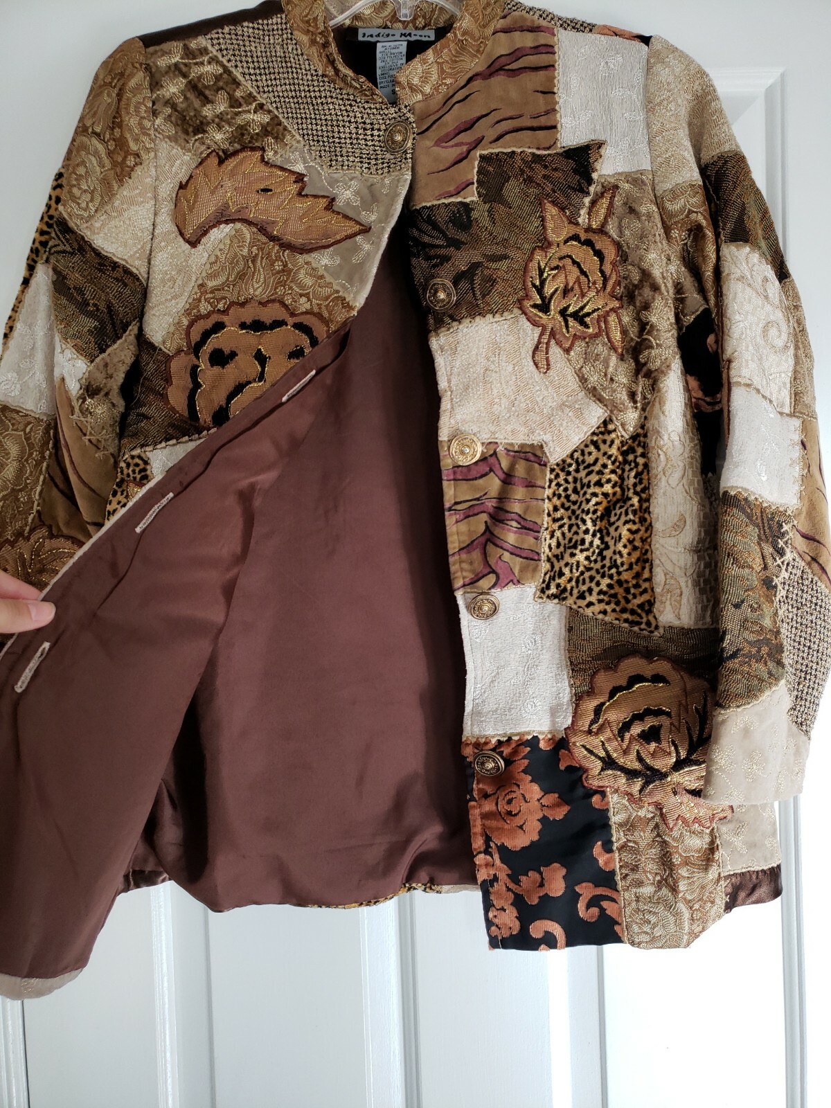 Indigo Moon Fall Floral Neutral Patchwork Embroid… - image 8