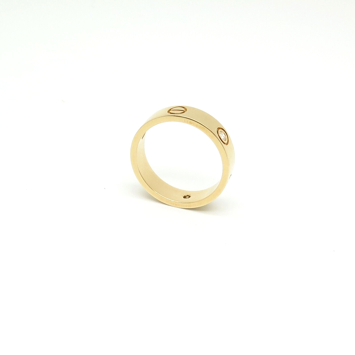 Cartier 18K Yellow Gold 6mm 3 Diamond Love Ring #65 Size11