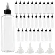 30 PCS 8 oz Plastic Squeeze Bottles Round Dispensing Bottles with Twist Top C...