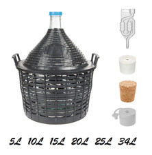 ⭐ Weinballon + Kunststoffkorb + Gummistopfen+ Gärröhrchen, Glasballon, Gärballon