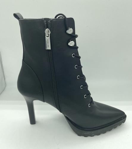 Michael Kors Women's Kyle Lace-Up Stiletto Leather Bootie Black Size 10 - Picture 5 of 6