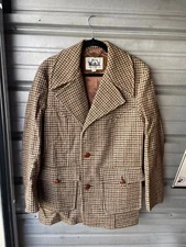 Vintage 1970's Woolrich Wool Blend Plaid Jacket Flannel Chore Barn Coat Sz 40