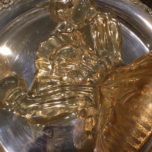 2 -Carnival Glass Iridescent Marigold Candle Holder, Jeanette Iris & Herringbone - Picture 5 of 7
