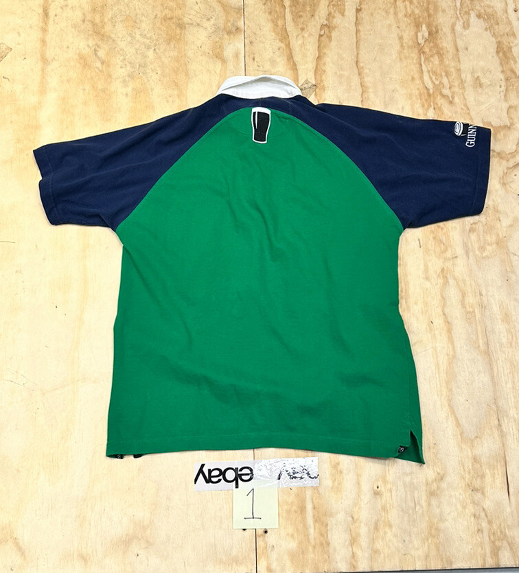 Guinness Rugby Shirt Polo Short Sleeve Green/Blue Stripe Men’s Large eBay