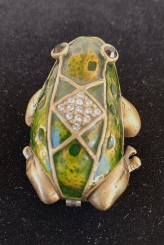 Trinket Box Jeweled Frog Secret Keepsake Enameled Hinged Magnetic Close - Picture 4 of 13