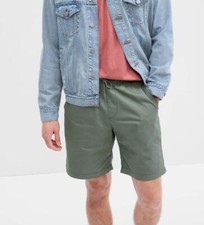 NWT Mens GAP 8" Easy Pull-On Elastic Waist Shorts Green 100 Cotton XS 28 29 1U