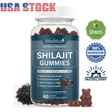 60pcs Organic Himalayan Shilajit Gummies 800Mg,High Potency,Boost Energy