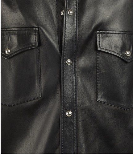 NWT IRO Edda Western Lamb Leather Over Shirt, Black Size 38/M - Picture 6 of 12