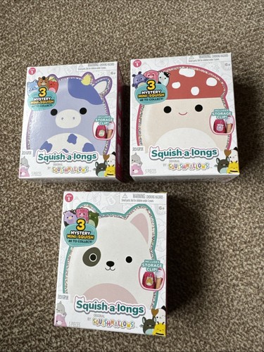 Squish-a-longs SquishMallows - 3 neue Überraschungsboxen mit Aufbewahrungsclips