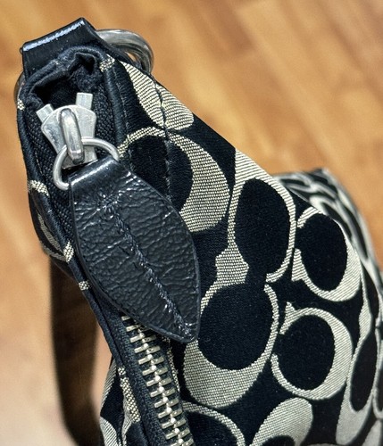 Coach Penelope Signature F19232 Canvas Leather Black Handle Shoulder Bag Fashion - Picture 5 of 11