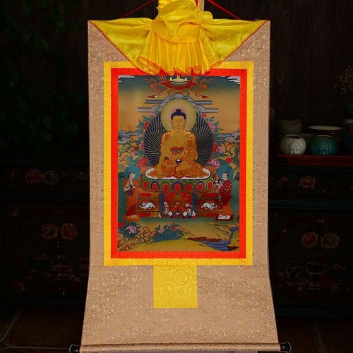 35cm-60cm Tibetan Buddhism Sakyamuni Buddha Statue Thangka Print Scroll - Picture 6 of 12