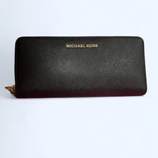 Michael Kors Jet Set Zip-Around Wallet – Black Saffiano Leather