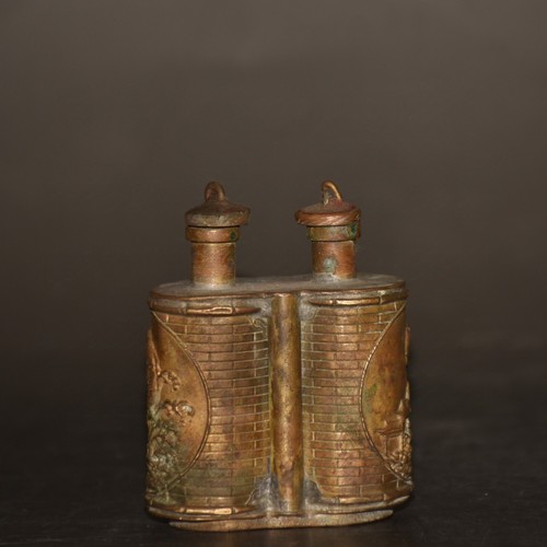 Collect China old copper hand made fish pattern two head snuff bottle decoration - Picture 5 of 9