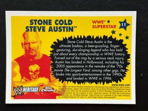 Stone Cold Steve Austin2006 Topps Chrome Heritage WWE Superstar #11 - Picture 2 of 2