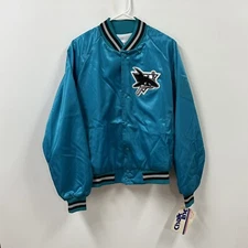 Vintage San Jose Sharks Jacket Mens Large Teal Chalk Line Spell Out 90s USA