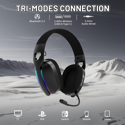ATTACK SHARK L90 Ultraleichtes kabelloses Gaming-Headset, BT, 2.4G,kabelgebunden - Bild 3 von 13