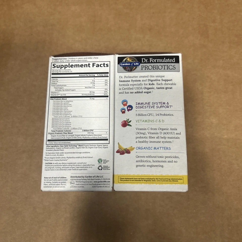 2 X Garden of Life 有机儿童益生菌维生素 C&D 30 咀嚼食品有效期至 2025 年 12 月 — 第 2/4 张图片