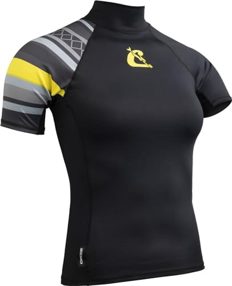 (TG. M) Cressi Shield Lady Rash Guard Short/SL Black Yellow - Rash Guard Manica