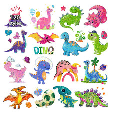 120 Glitter Styles Dinosaur Tattoos for Kids Party Supplies, Dinosaur Birthday P