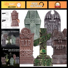 5 Pack 17  Halloween Foam Tombstones - RIP Graveyard Decorations for Spooky Fun