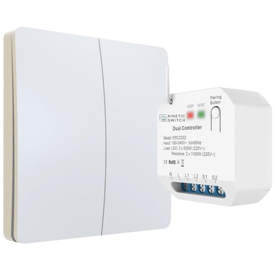 kinetic-switch Funklichtschalter Set batterielos 2-Kanal Empfänger smart 230V