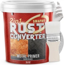2-in-1 Rust Conveter Automotive, 35 oz Gloss Black Rust Conversion Paint for Rus