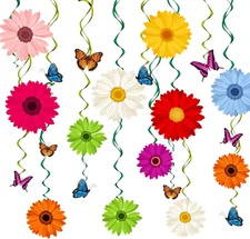 48 Pieces Spring Sun Flowers Butterfly Hanging Swirl Decorations Spirals Sunflow