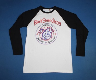 Black Stone Cherry Shirt Double Sided Southern Rock Band White Raglan Herren Tee