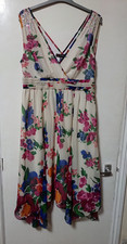 KALEIDOSCOPE Floral Chiffon Long Dress shoulder bead & sequin detail UK16