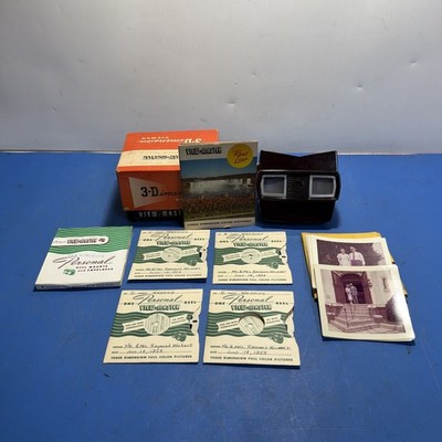 Vintage View-Master 3D Viewer Model E w/ Box Reels Photos Lot