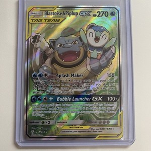 Blastoise & Piplup GX Alternate Art 215/236 Cosmic Eclipse Pokemon TCG NM 