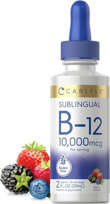 Vitamin B12 Liquid | 10,000 mcg | 2 fl oz  | Vegetarian | by Carlyle