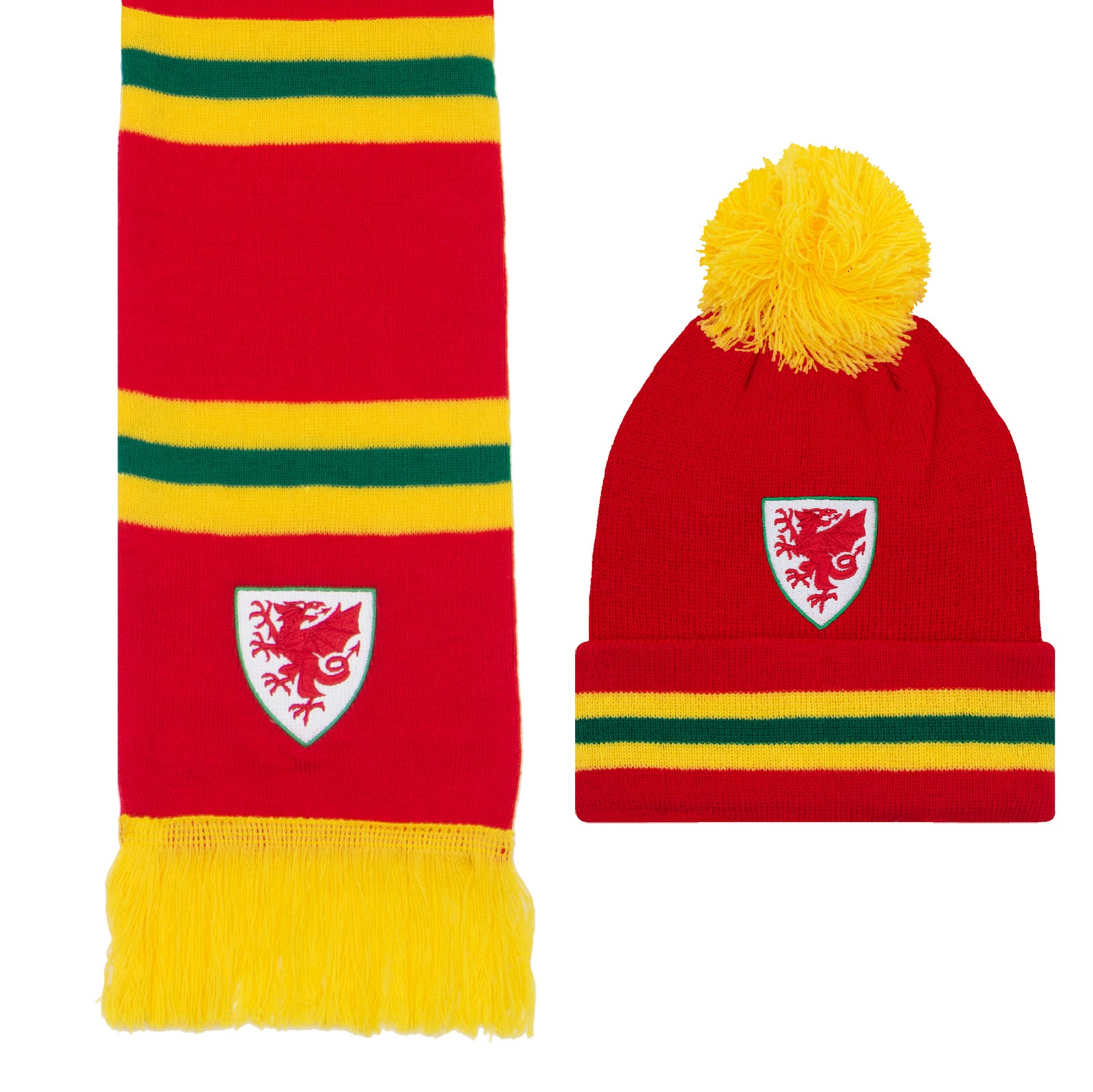 FA Wales Hat & Scarf Set Official Retro Football Gift
