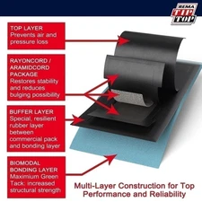 REMA TIP TOP RAD-135 Radial Tire Repair Patch 5-3/4" x 7-7/8" 4ply - Box of 10