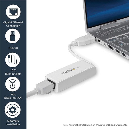 StarTech.com USB to Ethernet Adapter, USB 3.0 to 10/100/1000 Gigabit Ethernet LA - Photo 6/10