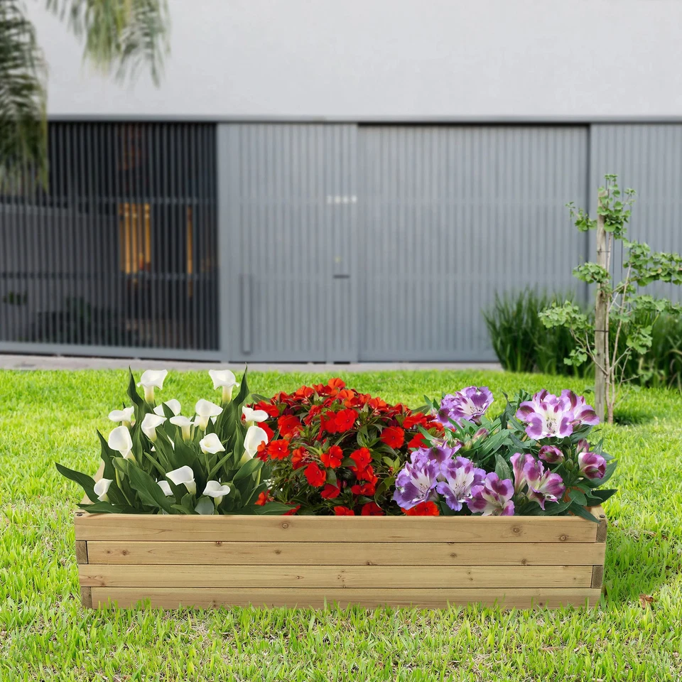 Cama de jardín elevada de madera de 3,8 pies x 2 pies - 9,1" de alto x 46" de ancho x 24" de profundidad madera natural de 9,1" de alto Foto 2 de 4