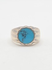 Vintage Sterling Silver 925 Mexico Turquoise Ring Size 8