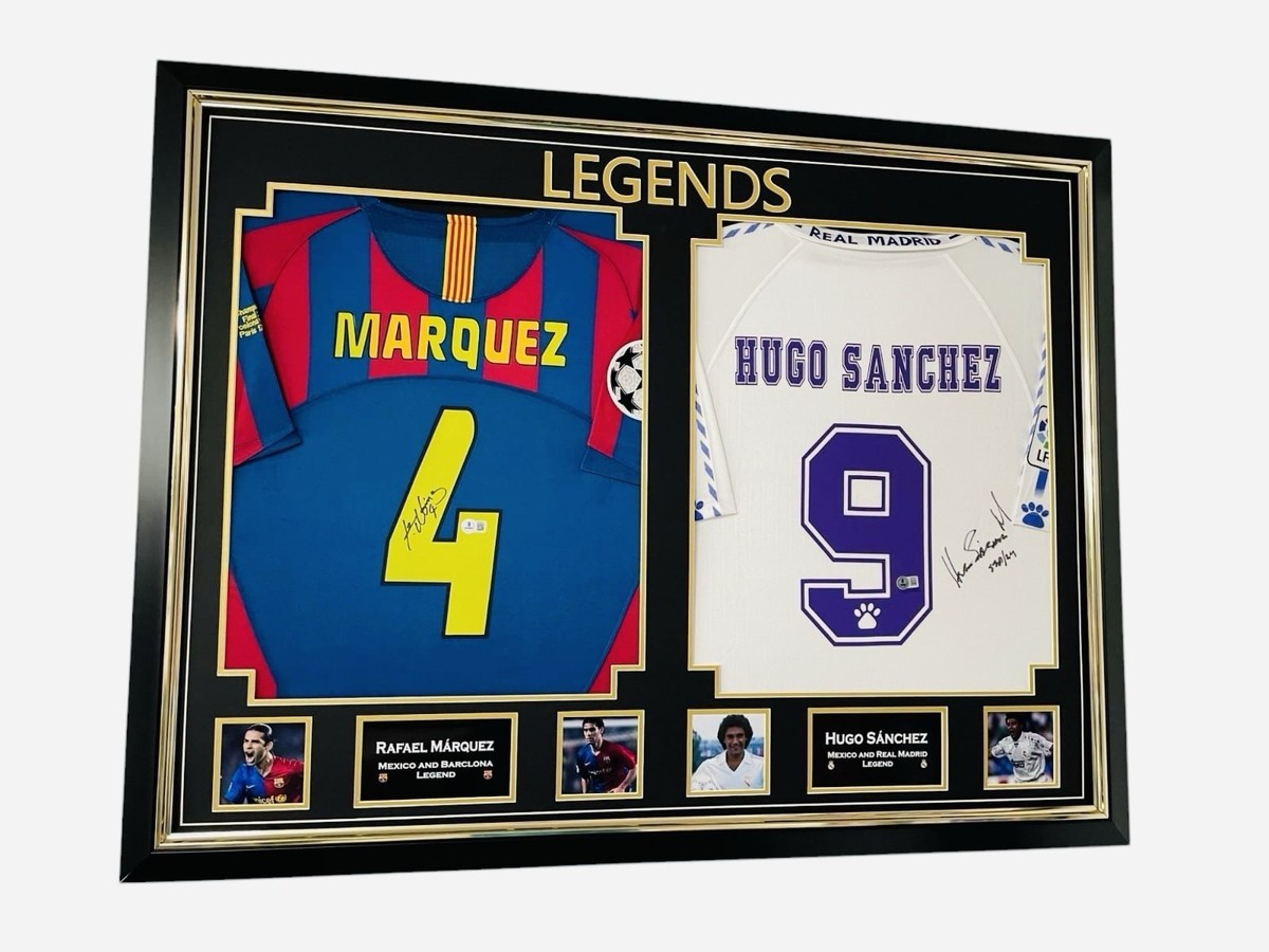 Rafa Marquez Hugo Sanchez Signed Jerseys Double Framed Beckett - Main Image