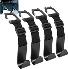 Ganchos Ajustables Para Reposacabezas De Auto Organizador Bolsos Negro Paquete 4