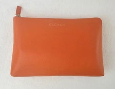 Escada Woman's Travel Pouch Clutch Leather Orange 9.5" x  6.5" 