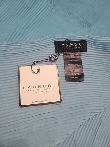 Laundry Shelli Segal Sheer Plisse Wrap Turquoise Aqua Blue One Size Summer Wrap - Picture 2 of 7