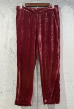 J.Crew Pull On Easy Pant Burgundy Velvet Pants Size 8 Wide Leg