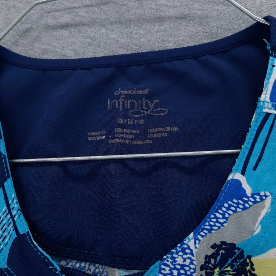 Cherokee Infinity Scrub Set Womens Medium Floral Navy Jogger Pants CK609A CK110A - Image 3 of 4