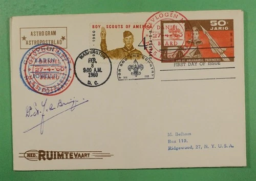 DR WHO 1960 BELGIUM SPACE ROCKET MAIL NRS BOY SCOUTS EZ #15C1A FDC USA R45049