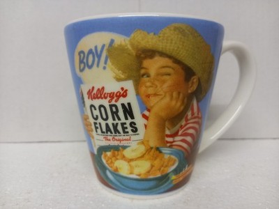 Vintage Kelloggs Corn Flakes Kaffeebecher Bauernjunge Sammlerstück Teetasse 10 cm 2005