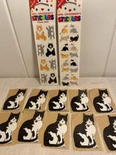 90s vintage cat kitten stickers MRS GROSSMAN’S new 6 strips Black White cat LOT