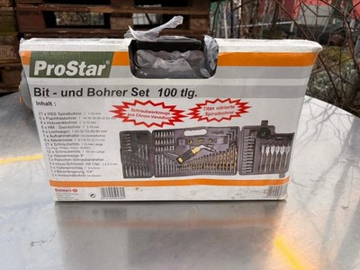 ProStar 100 tlg. Bit- und Bohrer Chrom Vanadium Titan Nitrierte Bohrer + Koffer