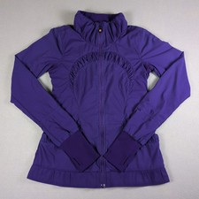 Lululemon Running Jacket Womens 4 Purple Full Zip Mock Neck Thumb Holes Pockets