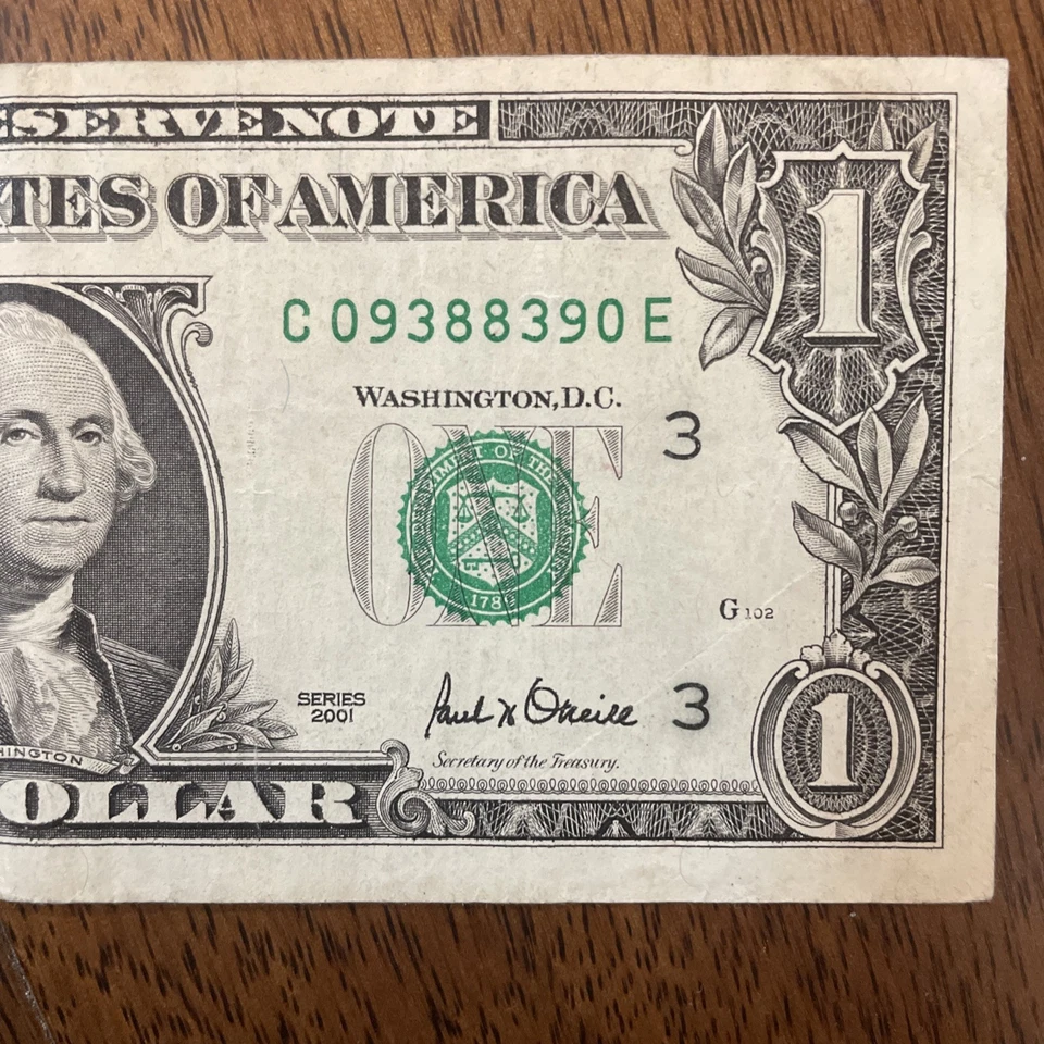 Fancy Serials Numbers “RADARS” Oldest $1 2001 C(09388390)E Collectors Gems - Image 2 of 4