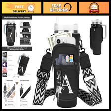 Personalized Initial Water Bottle Holder with Strap for 40 oz Tumblers, Phone Po